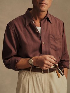 Burgundy Draped Linen Lounge Lizard Shirt