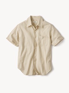 Natural / Khaki Stripe Breeze Cotton Linen S/S Shirt
